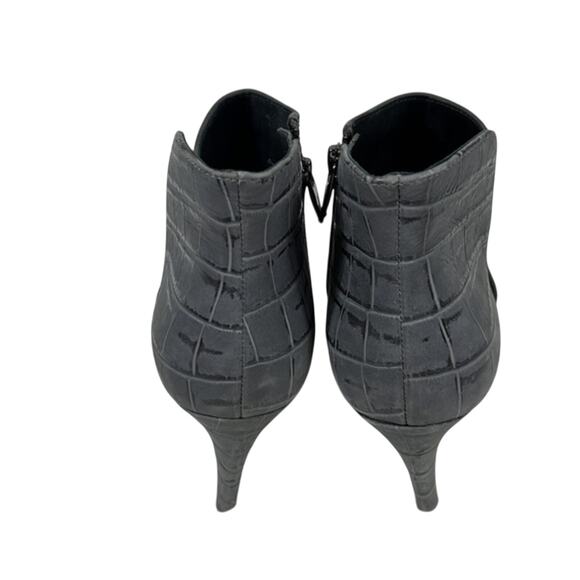 Sigerson Morrison Heeled Booties Womens 8.5 Gray Suede Croc Embossed Peep Toe - Picture 4 of 7
